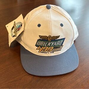 NWT 1998 Brickyard 400 Indy Logo 7 Vintage Snapback Hat Cap 2-Tone blue white